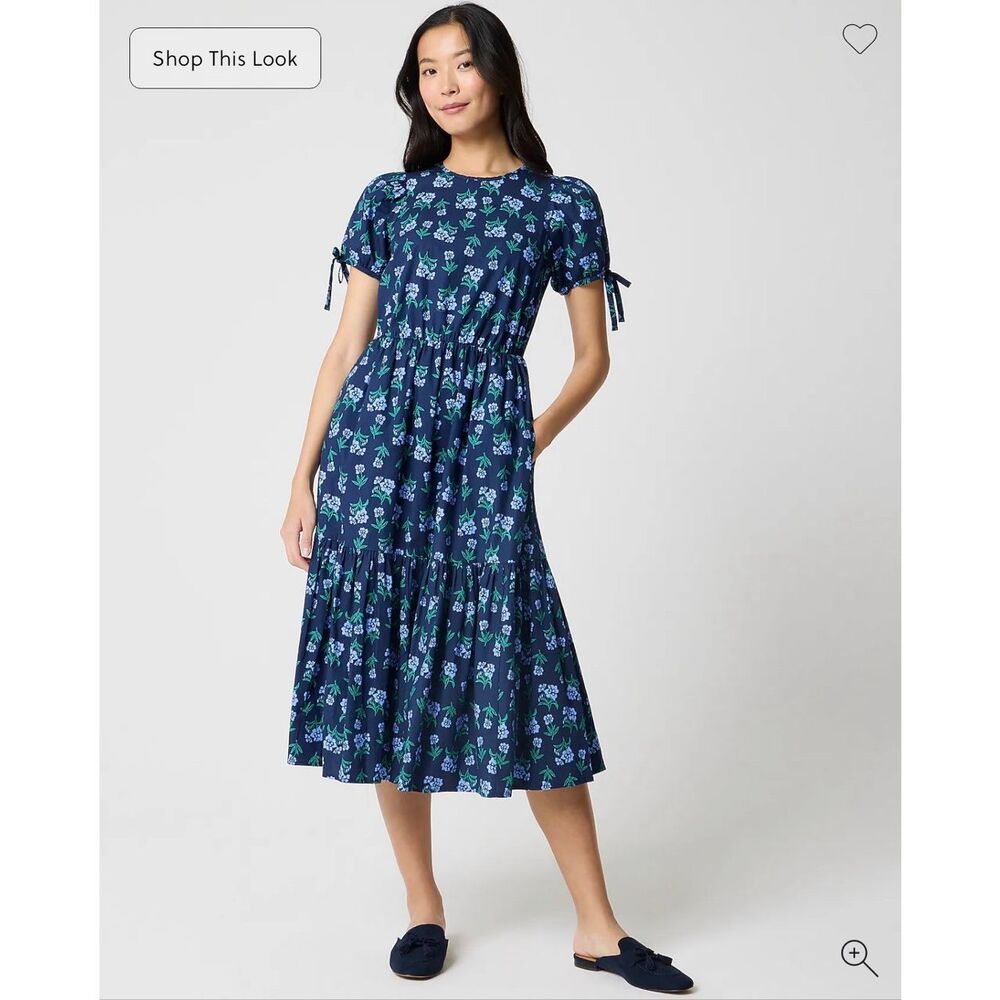 J. Crew Tie-sleeve midi dress in Antique Navy Floral NWT size 0